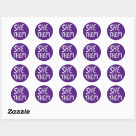SHE/THEM-randnummers Paarse handloopset van Ronde Sticker