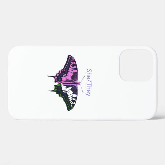 She/They Non-Binary Flag Swallowtail Butterfly Case-Mate iPhone Case (Achterkant (horizontaal))
