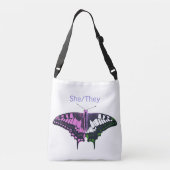 She/They Non-Binary Flag Swallowtail Butterfly Crossbody Tas (Achterkant)