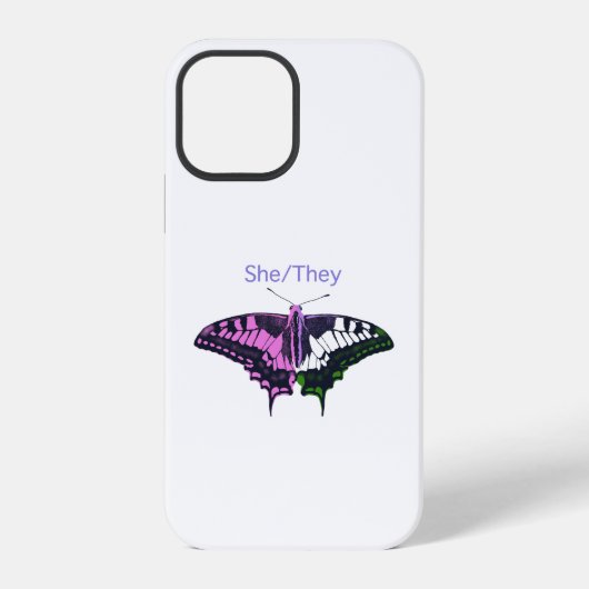 She/They Non-Binary Flag Swallowtail Butterfly iPhone Hoesje (Achterkant)