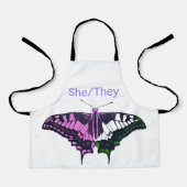She/They Non-Binary Flag Swallowtail Butterfly Schort (Voorkant)