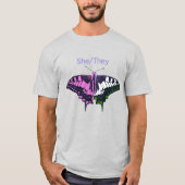 She/They Non-Binary Flag Swallowtail Butterfly T-shirt (Voorkant)