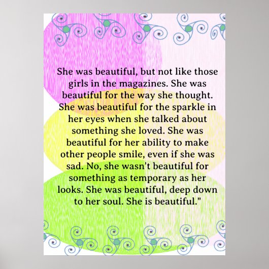 She was beautiful ===  quote poster (Voorkant)