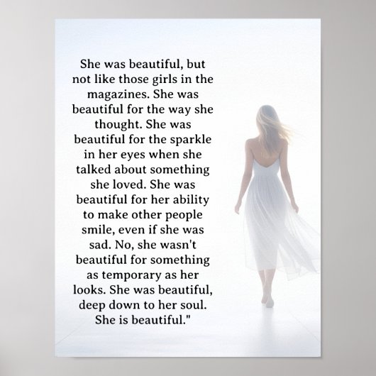 She was beautiful === quote poster (Voorkant)