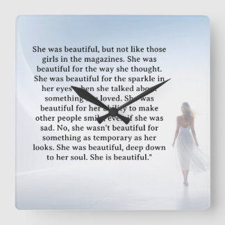 She was beautiful   quote vierkante klok