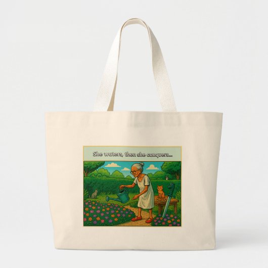 She waters, then conquers Tote Bag (Voorkant)