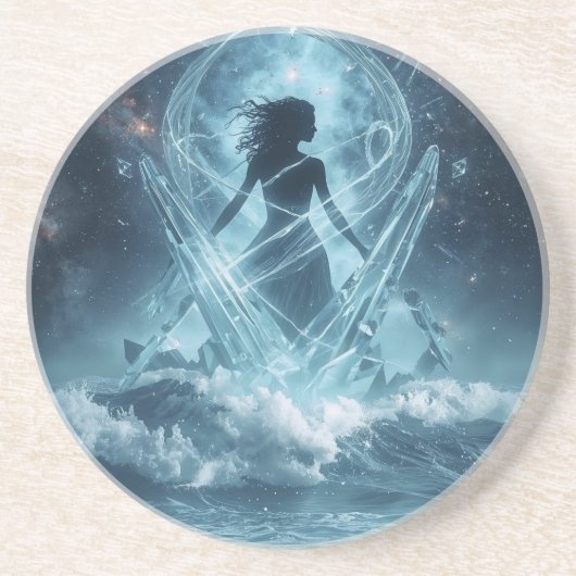 She Who Rises from the Crystal Sea Zandsteen Onderzetter (Voorkant)