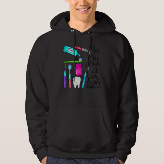 She Works Willingly With Her Hands  Dental Christm Hoodie (Voorkant)