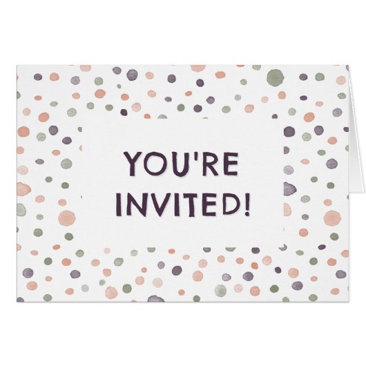Shea Confetti Waterverf Stippen Verjaardag Uitnodi (Voorkant Horizontaal)