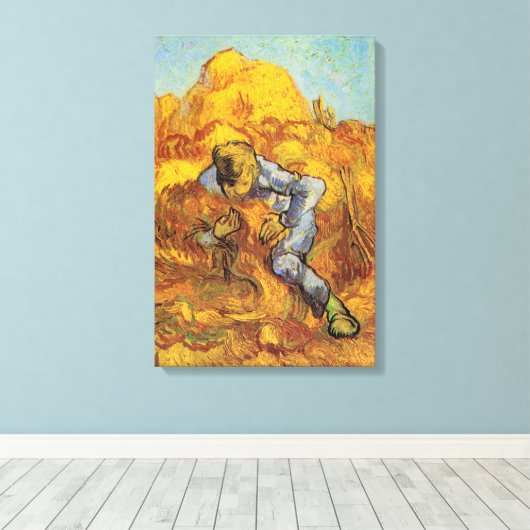 Sheaf Binder (after Millet) by Vincent van Gogh Canvas Afdruk (Insitu (Houten vloer))