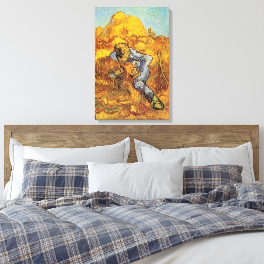 Sheaf Binder (after Millet) by Vincent van Gogh Canvas Afdruk (Insitu (Slaapkamer))