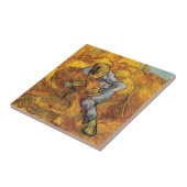 Sheaf Binder (after Millet) by Vincent van Gogh Tegeltje (Zijkant)