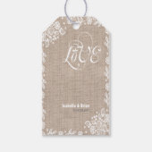 Shear Lace Burlap Rustiek Land Western Bruiloft Cadeaulabel (Voorkant)
