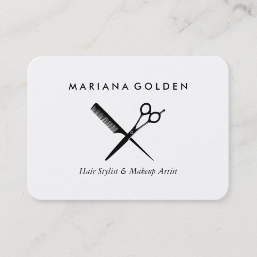 Shears en Comb Stylist & Makeup Artist Visitekaartje (Voorkant)