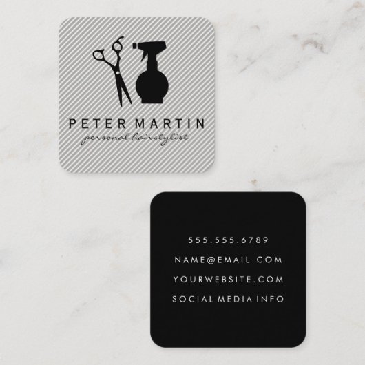 Shears Hairspray Bottle Vierkante Visitekaartje (Voorkant / Achterkant)