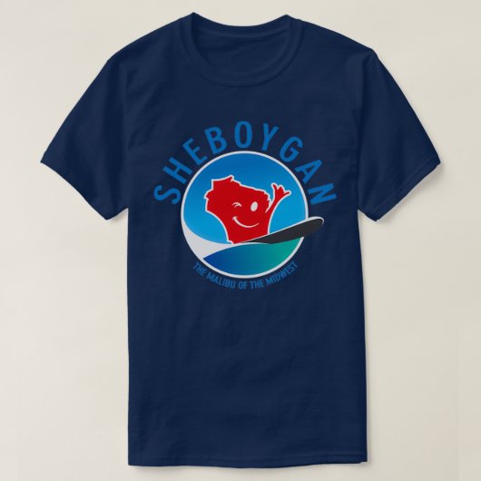 Sheboygan The Malibu of the Midwest Circular Blue T-shirt (Design voorkant)