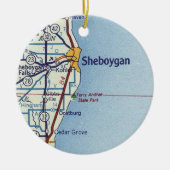 Sheboygan WI  Map Keramisch Ornament (Voorkant)