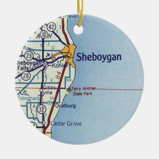 Sheboygan WI  Map Keramisch Ornament (Voorkant)