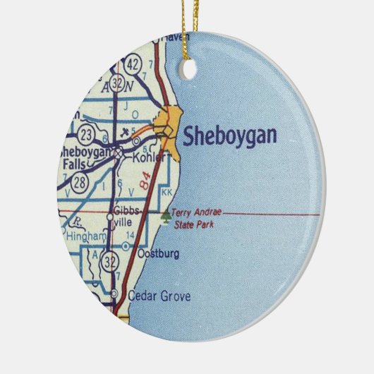 Sheboygan WI  Map Keramisch Ornament (Links)