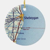 Sheboygan WI  Map Keramisch Ornament (Achterkant)