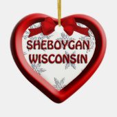 Sheboygan Wisconsin Heart kerstversiering Keramisch Ornament (Voorkant)