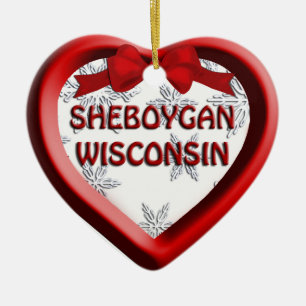 Sheboygan Wisconsin Heart kerstversiering Keramisch Ornament