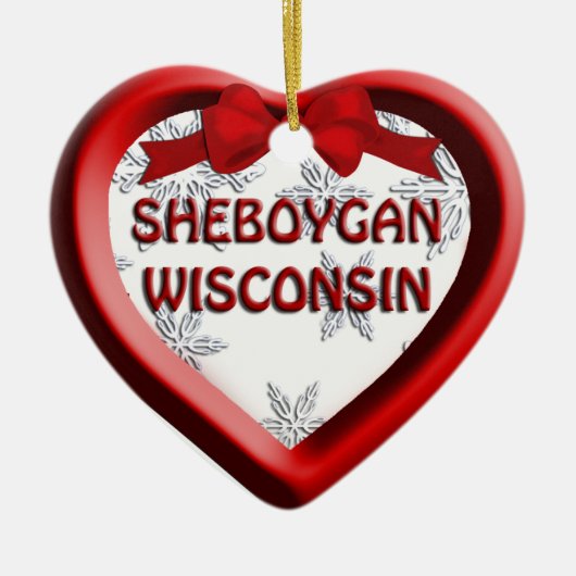 Sheboygan Wisconsin Heart kerstversiering Keramisch Ornament (Voorkant)