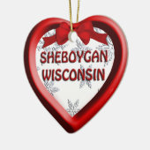 Sheboygan Wisconsin Heart kerstversiering Keramisch Ornament (Links)