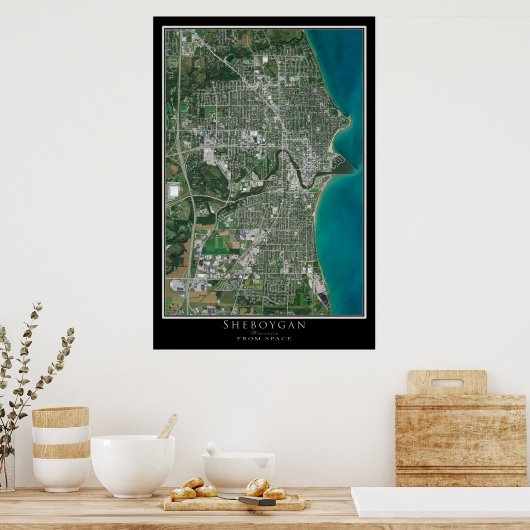 Sheboygan Wisconsin Satellite Poster Map (Keuken)
