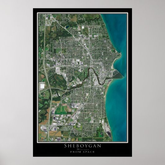 Sheboygan Wisconsin Satellite Poster Map (Voorkant)