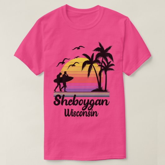 Sheboygan Wisconsin Seaside Retro Sunset T-shirt (Design voorkant)