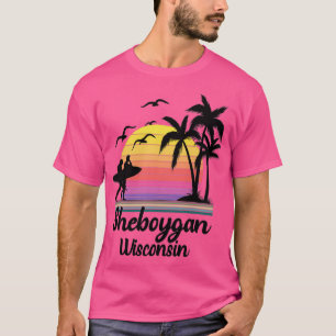 Sheboygan Wisconsin Seaside Retro Sunset T-shirt
