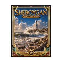 Sheboygan Wisconsin Vintage Art Deco Gouden Tijdpe