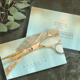 Sheen and Shears Hair Stylist Gold/Blauwgroen ID81 Visitekaartje