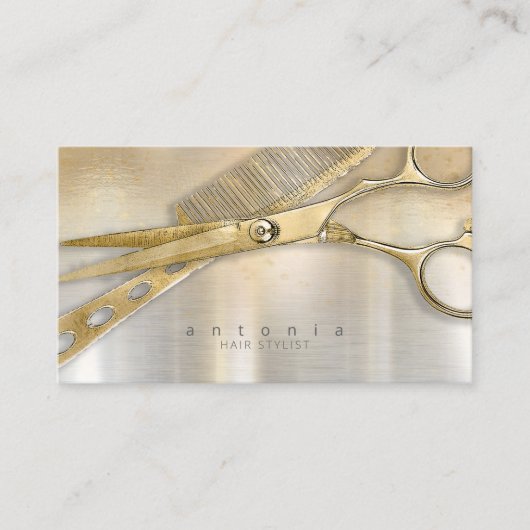 Sheen and Shears Hair Stylist Gold/Silver ID814 Visitekaartje (Voorkant)