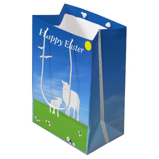 Sheep and Lamb editable Easter Medium Cadeauzakje (Voorkant Gekanteld)