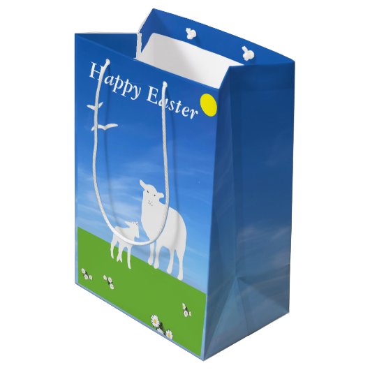 Sheep and Lamb editable Easter Medium Cadeauzakje (Achterkant Gekanteld)