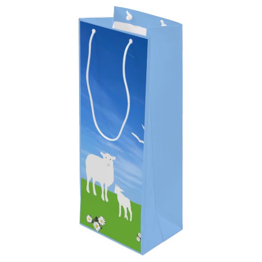 Sheep and Lamb editable Easter Wijn Cadeautas (Achterkant Gekanteld)
