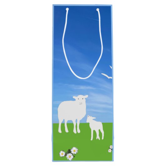 Sheep and Lamb editable Easter Wijn Cadeautas (Achterkant)