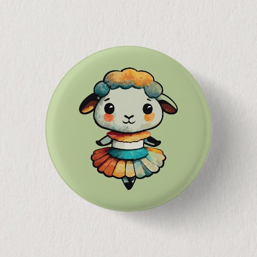 Sheep Ballerina Ronde Button 3,2 Cm (Voorkant)