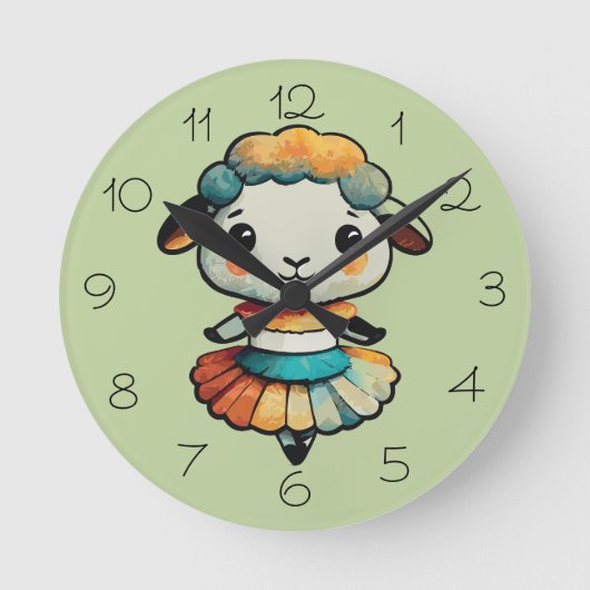 Sheep Ballerina Ronde Klok (Voorkant)