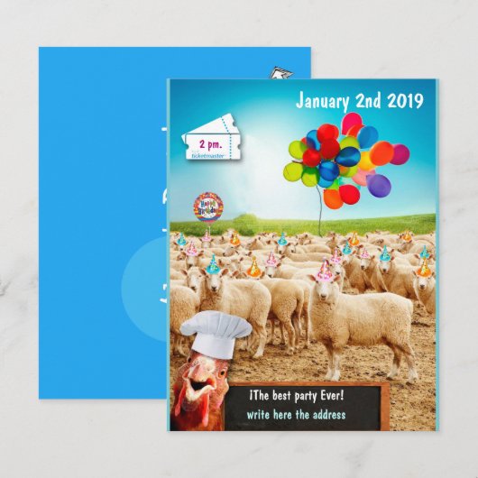 sheep birthday kaart (Voorkant / Achterkant)