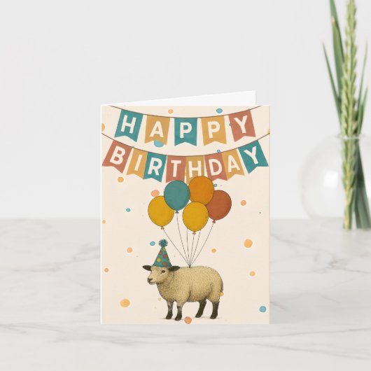 Sheep Birthday Kaart - Schattige feestdier (Voorkant)