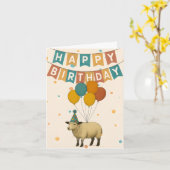 Sheep Birthday Kaart - Schattige feestdier (Gele Bloem)