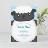 Sheep Birthday Party Blue Kaart (Staand voorkant)