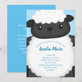 Sheep Birthday Party Blue Kaart (Voorkant / Achterkant)