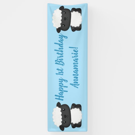 Sheep Birthday Party Blue Spandoek (Verticaal)