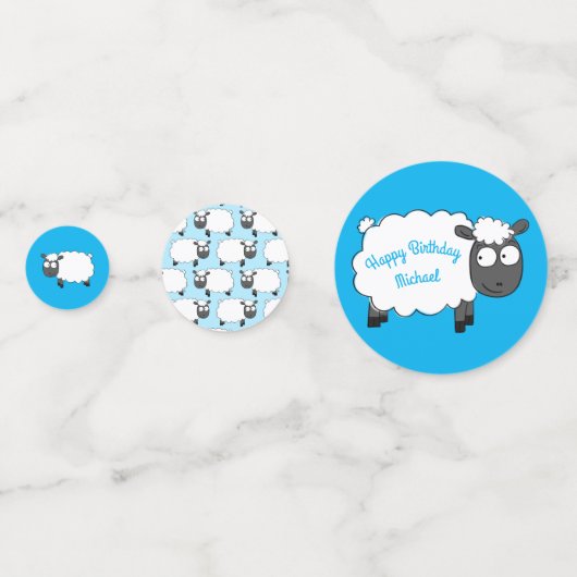 Sheep Birthday Party Cute Cartoon Confetti (Achterkanten)