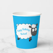 Sheep Birthday Party Cute Cartoon Papieren Bekers (Achterkant)