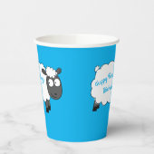 Sheep Birthday Party Cute Cartoon Papieren Bekers (Links)